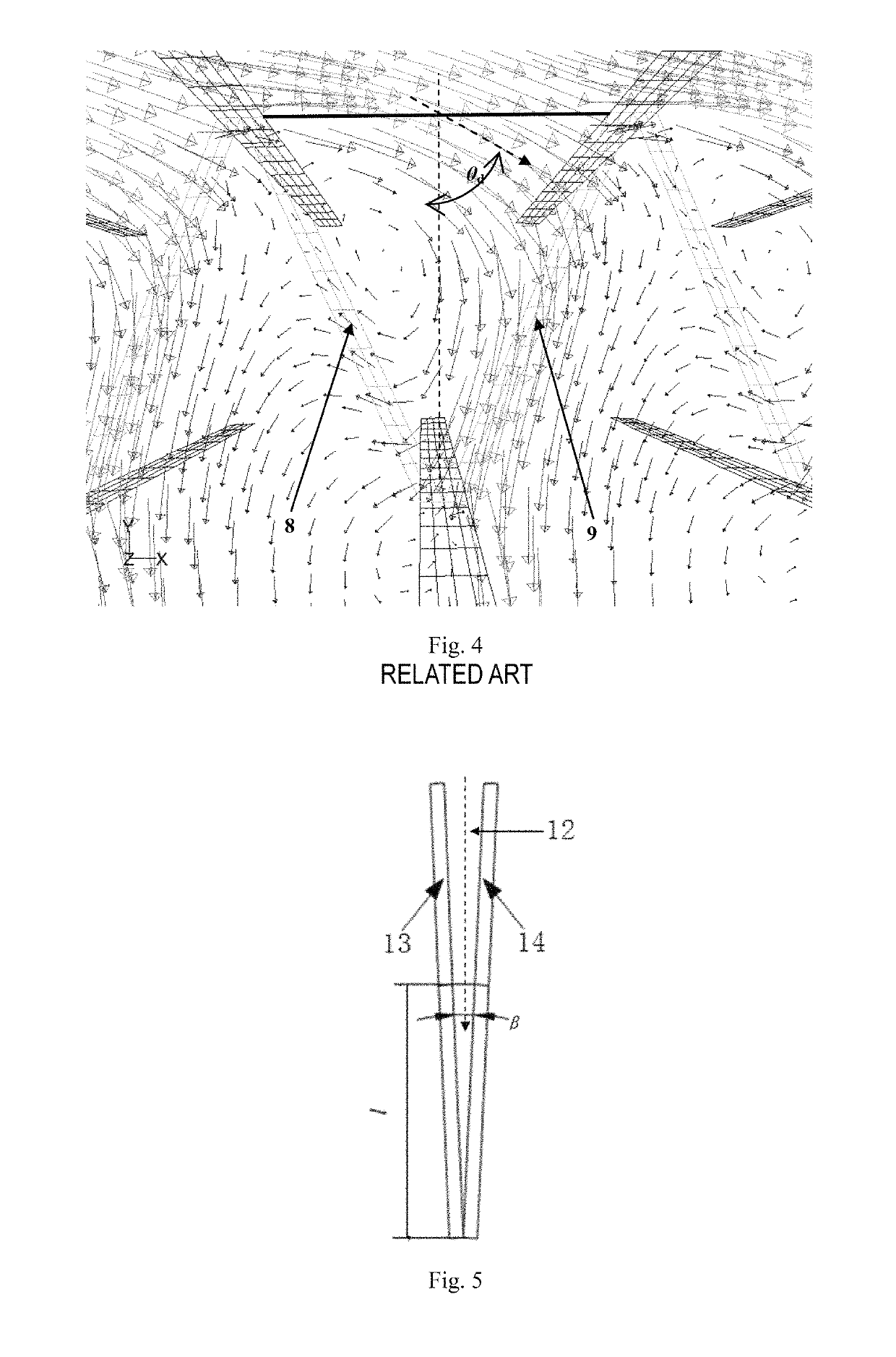 Columnar cooling tube bundle with wedge-shaped gap