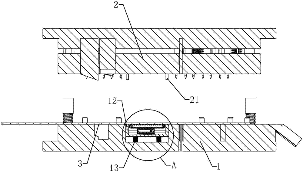 Progressive die and feeding device thereof