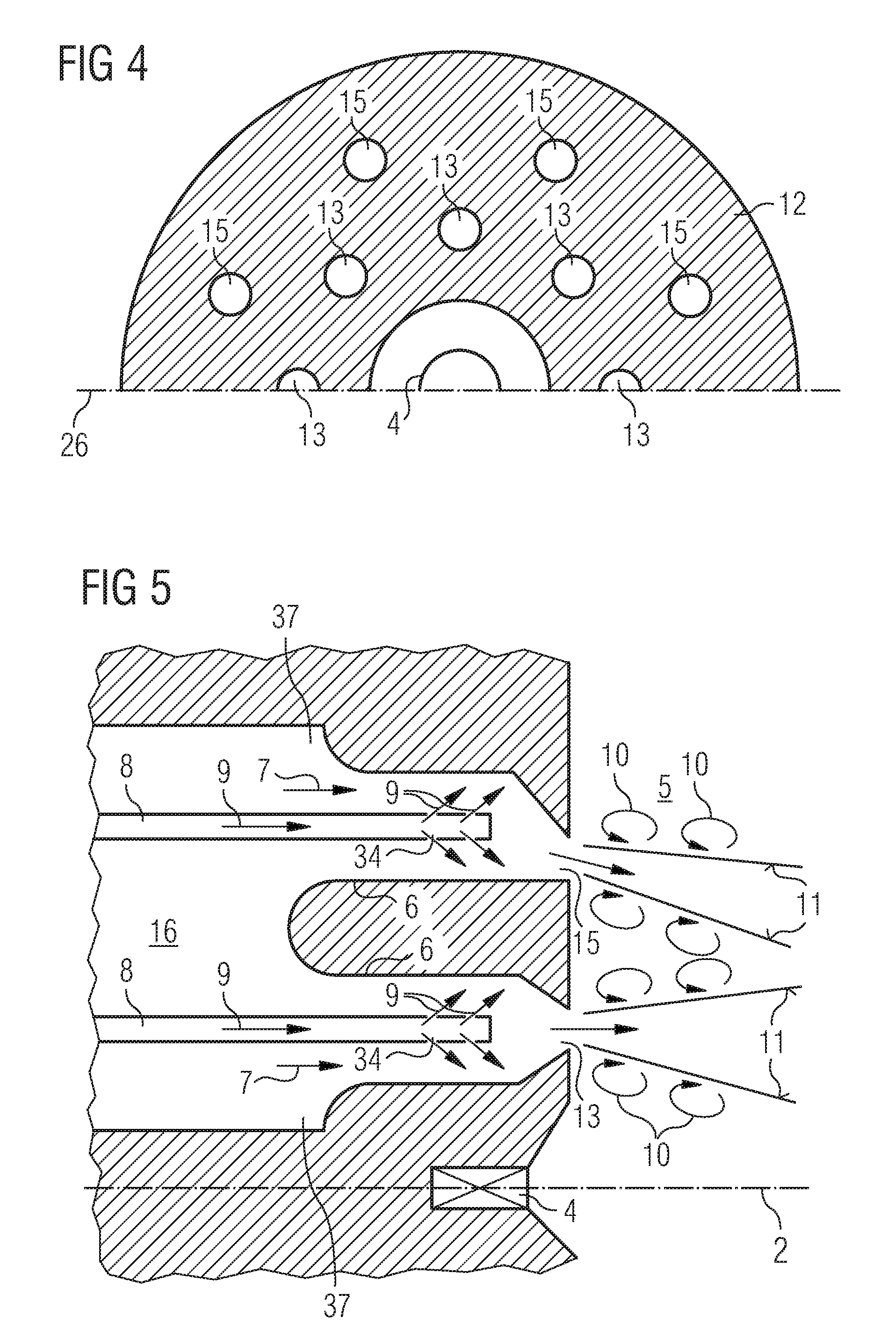 Non-rotational stabilization of the flame of a premixing burner