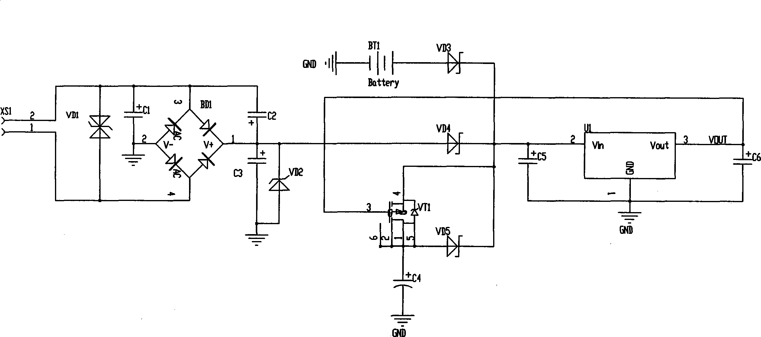 Microampere-scale charging and discharging control circuit for low-power-consumption circuit and low-power-consumption circuit