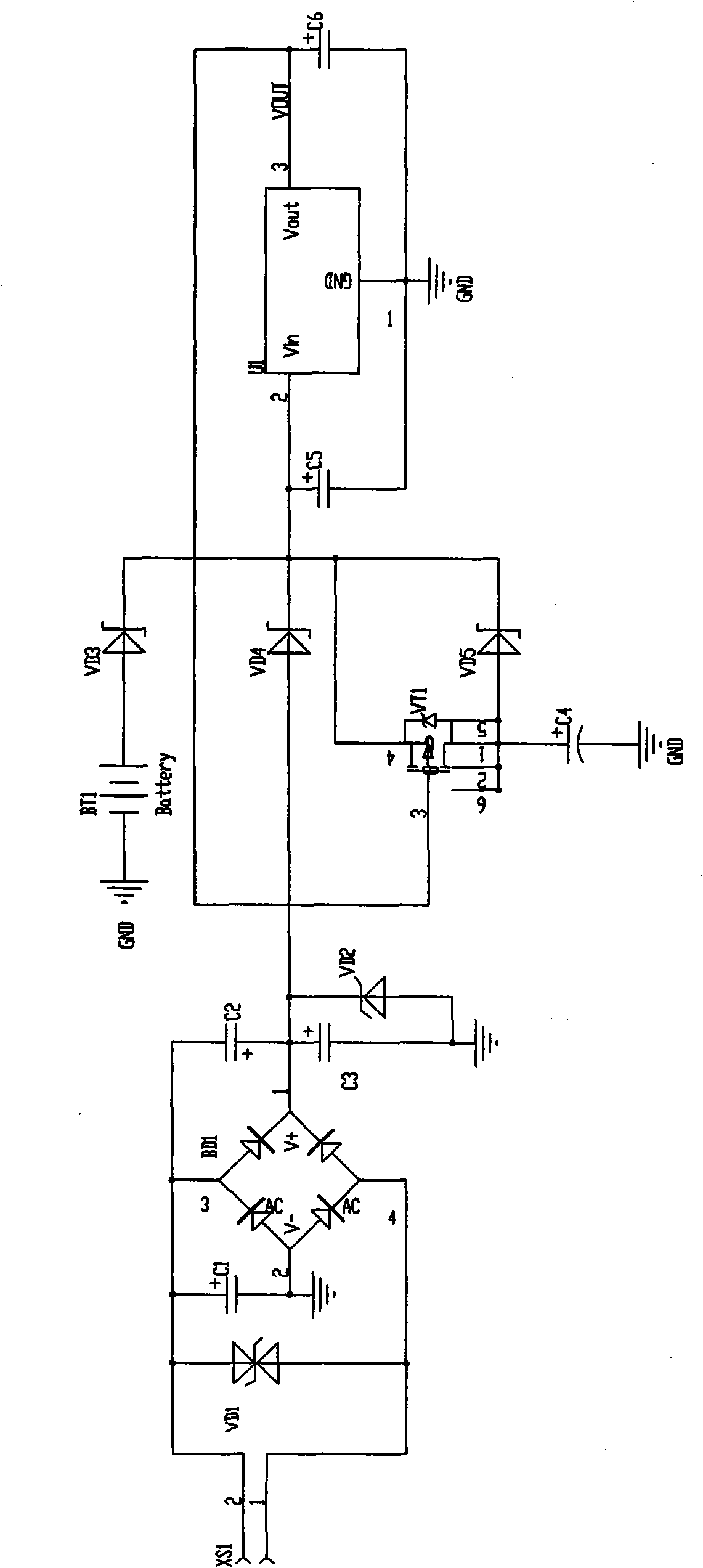Microampere-scale charging and discharging control circuit for low-power-consumption circuit and low-power-consumption circuit