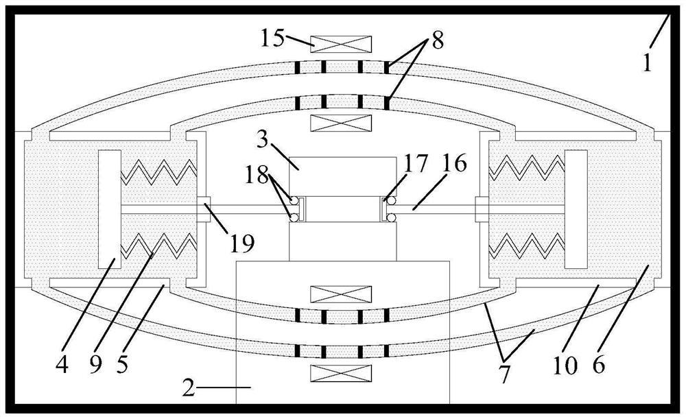 A hydraulic inertial capacity balance tuning vibration damping device