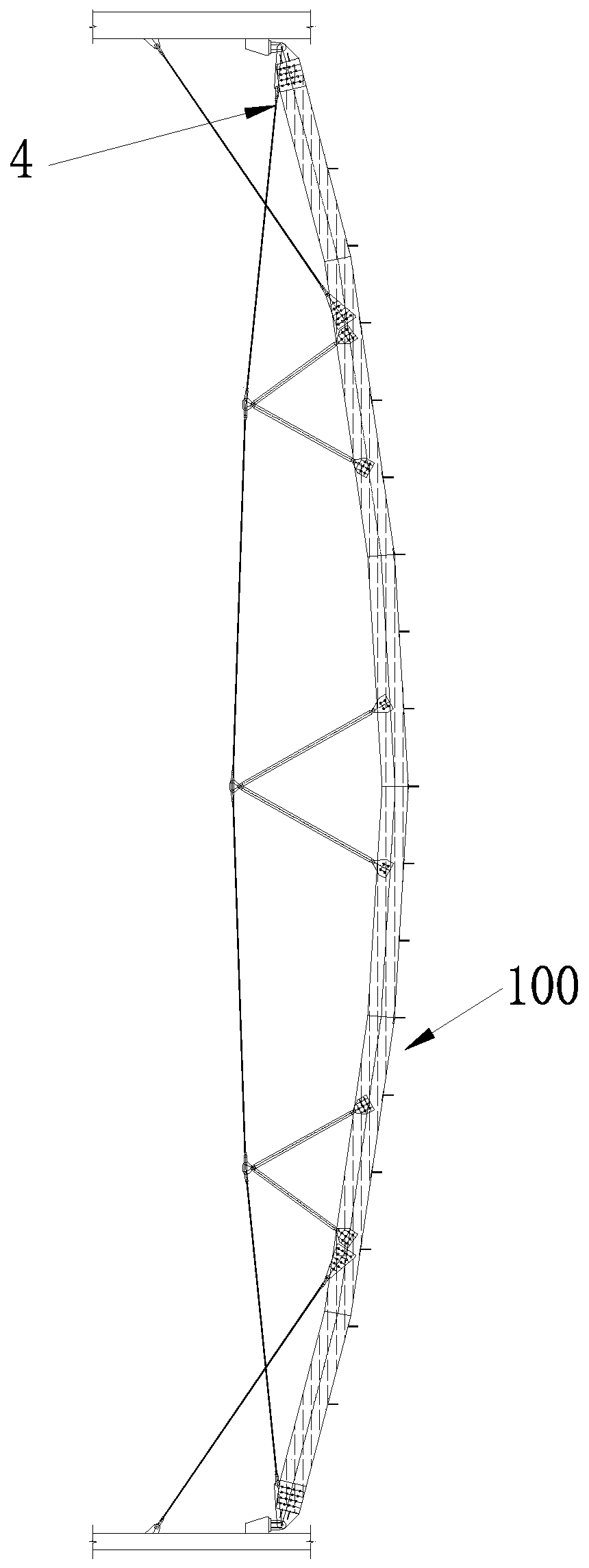 Construction method for assembly type large-span wood beam string structure fixed pot type rubber support joint