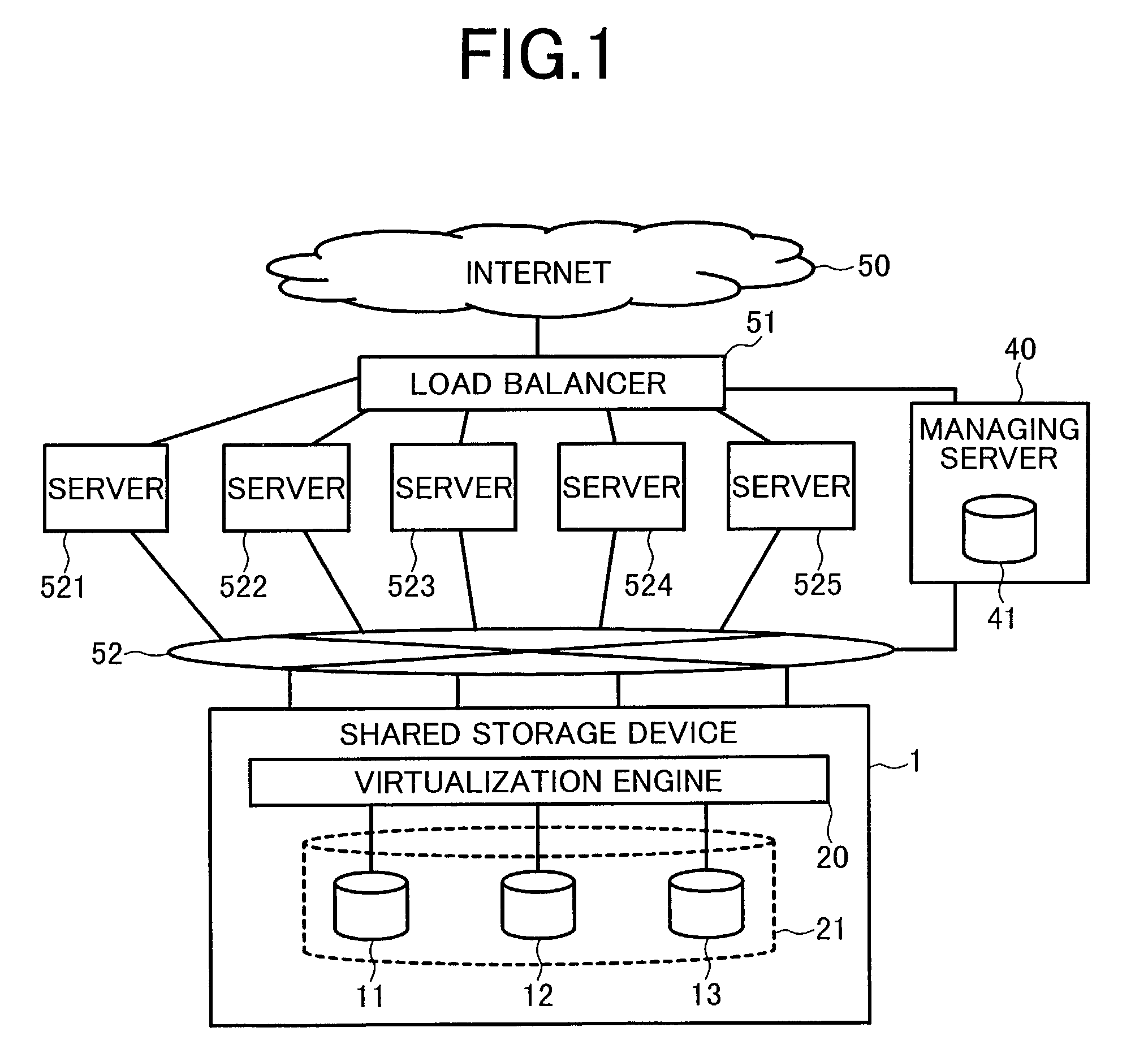 Shared storage device and method for updating contents of the same