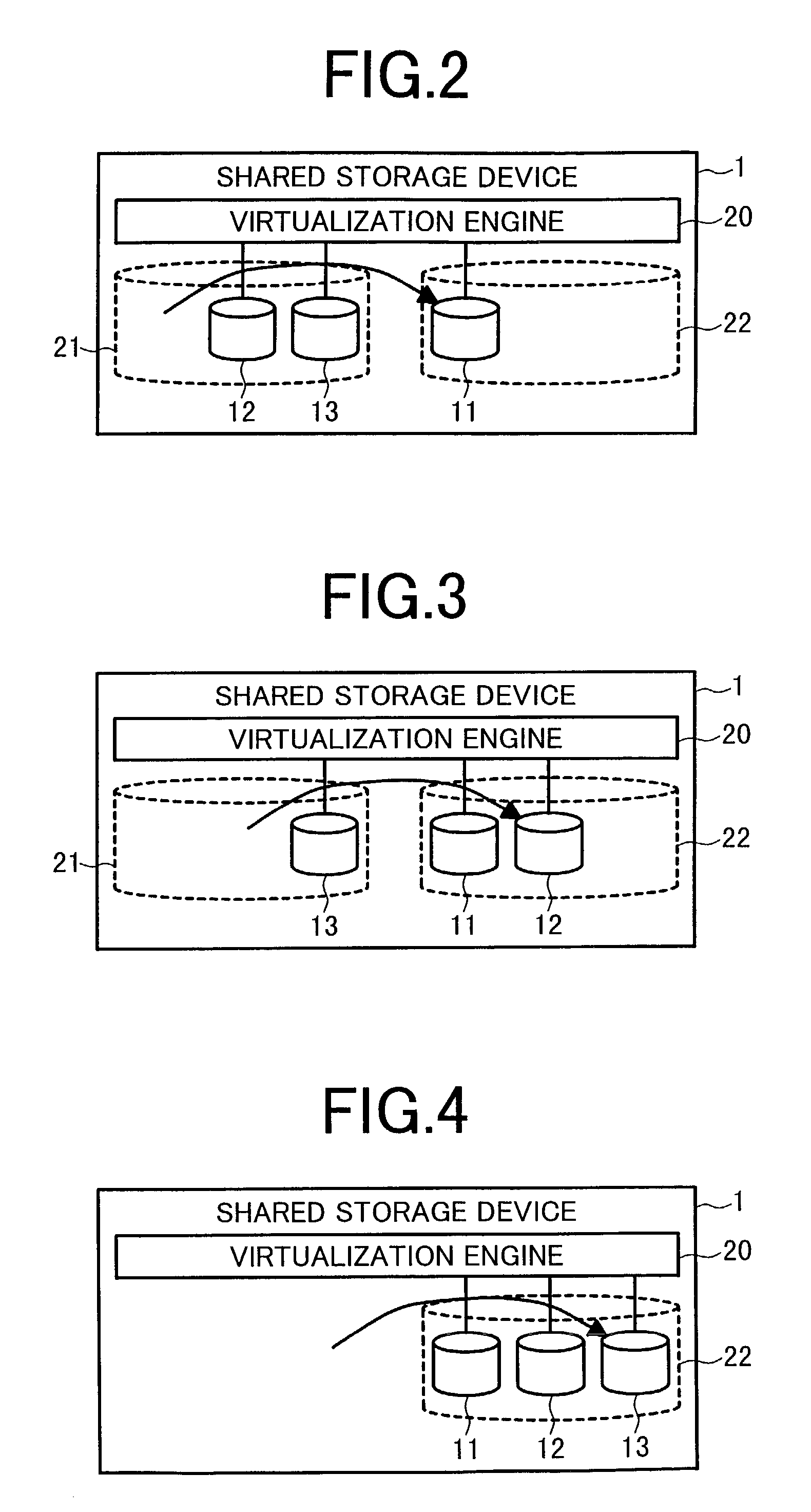 Shared storage device and method for updating contents of the same