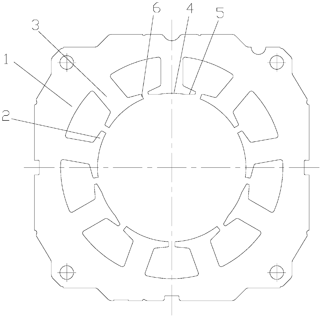 Motor stator, pole shoe processing method thereof and permanent magnet motor