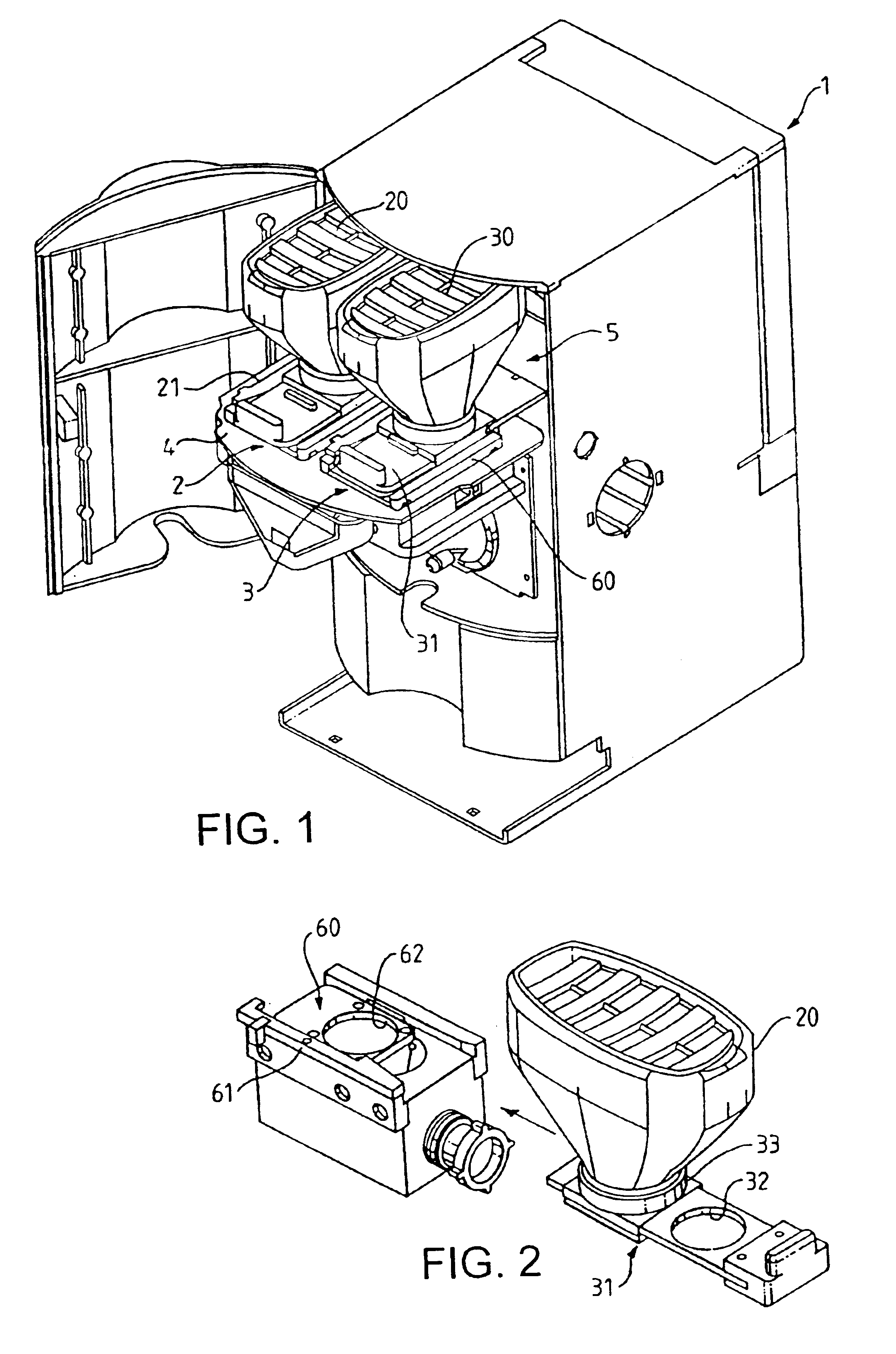 Containers of flowable substance adapted for connecting to dispensing devices of a beverage or food dispensing machine