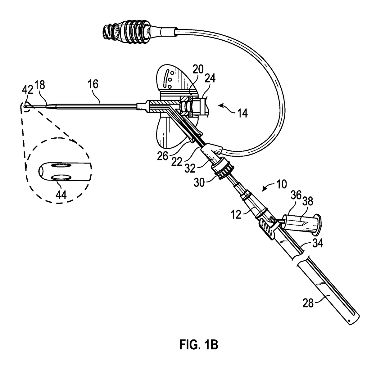 Extension housing a probe or intravenous catheter