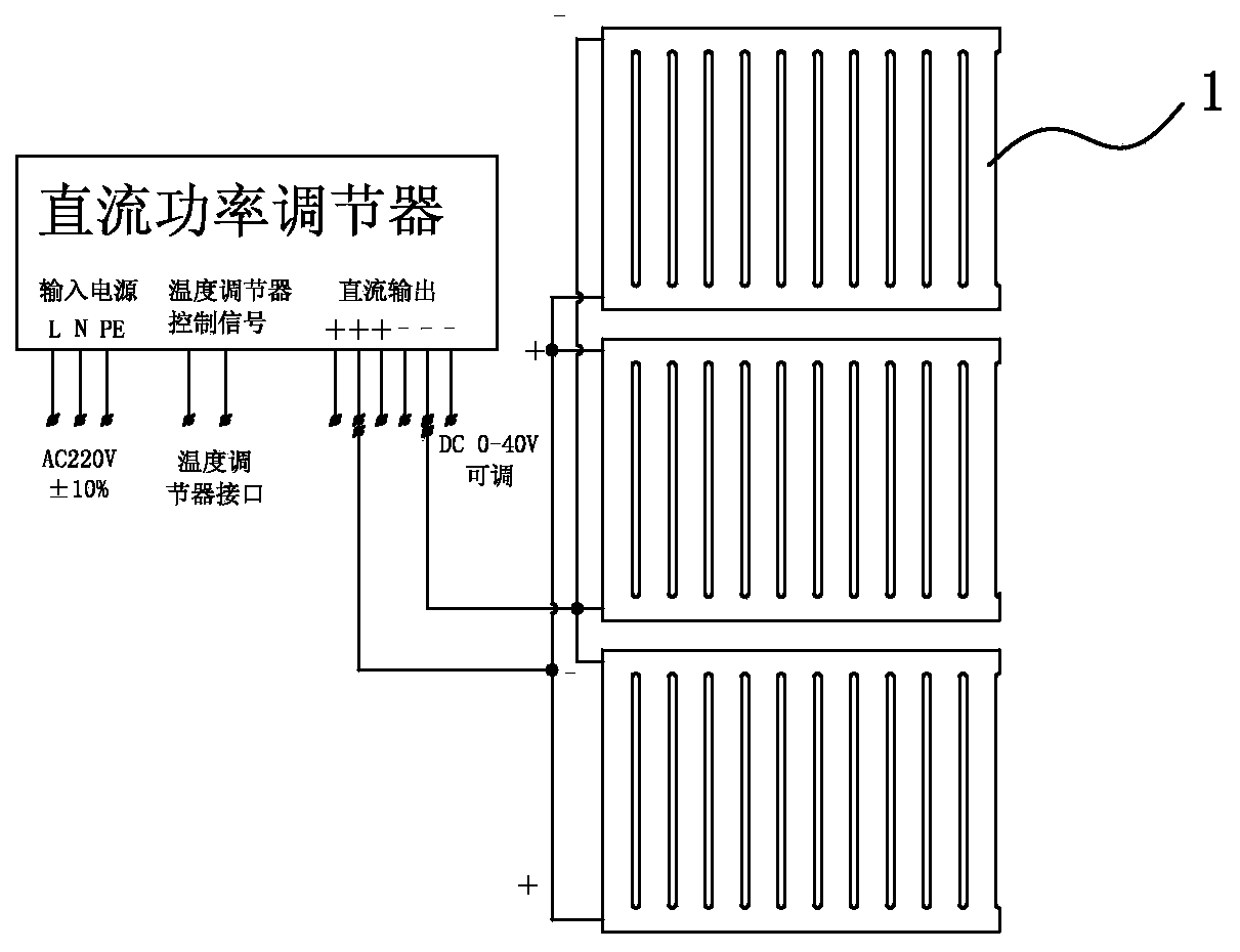 Electric heating system with direct-current power regulator