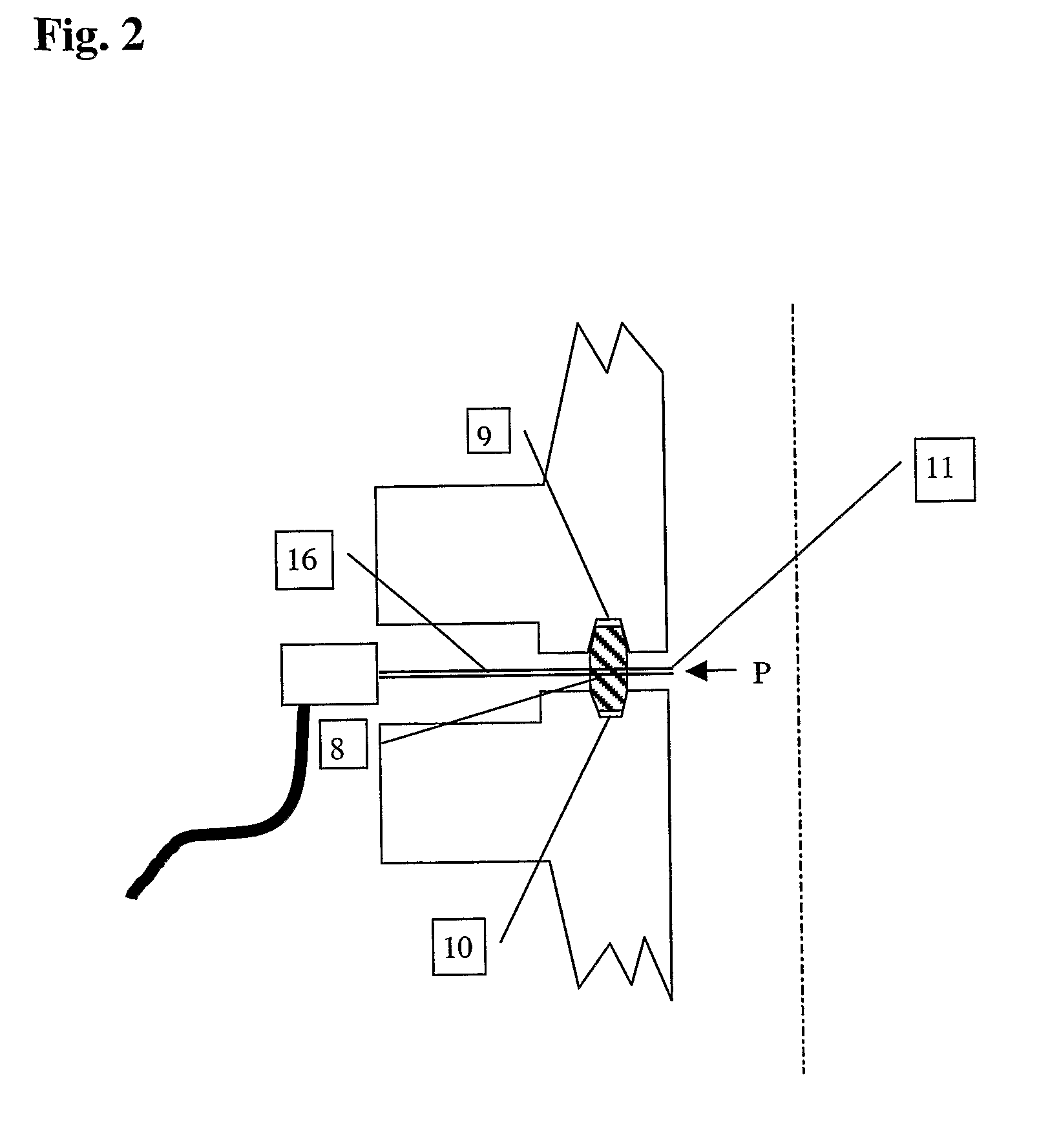 Arrangement or provision of a sensor or probe for the measuring of a condition in a pipe or the like