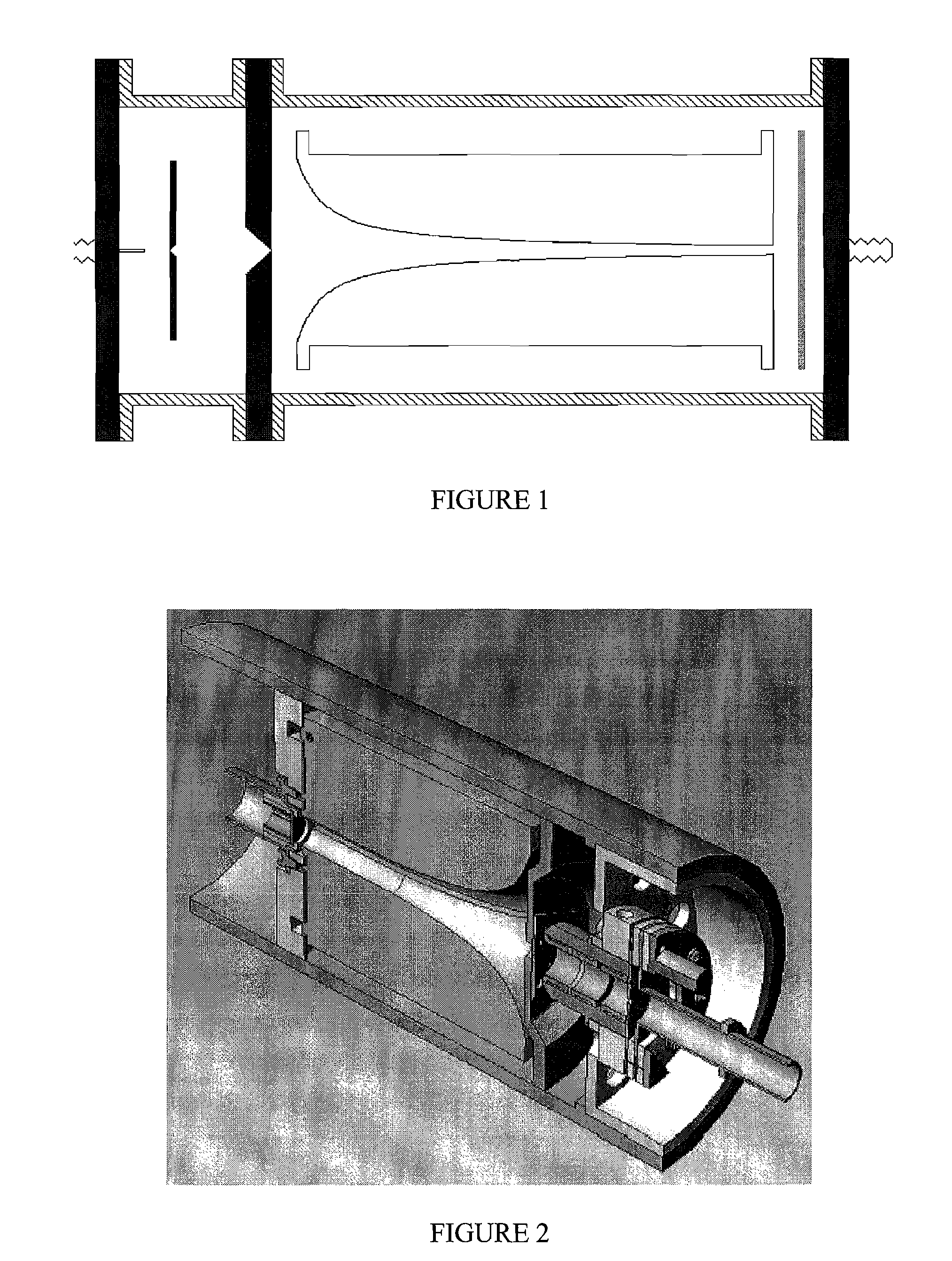 Horn mass spectrometer having blade deflectors