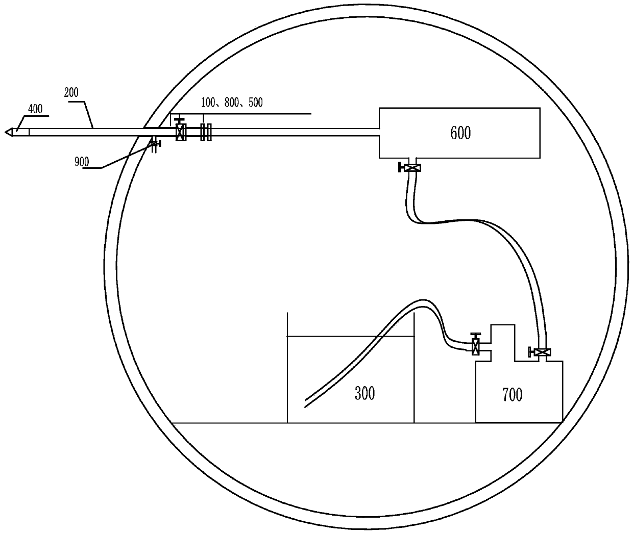 Solid-liquid separation device under pressure-holding condition of drilling construction mud in pressurized water formation