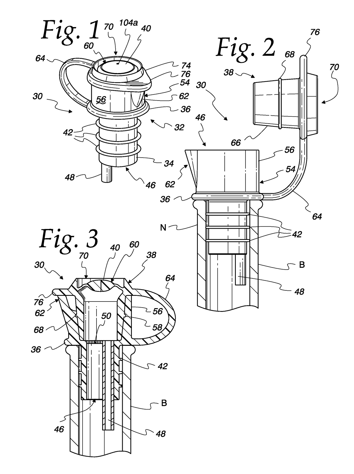 Vacuum bottle stopper for introducing inert gas into a wine container