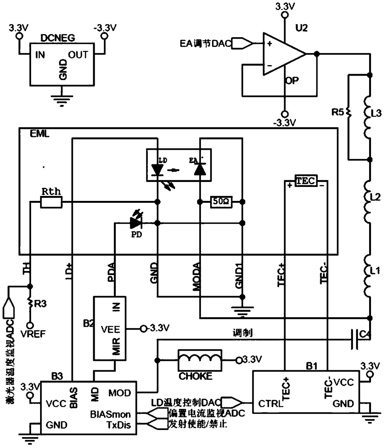 A kind of low power consumption eml driving circuit and method