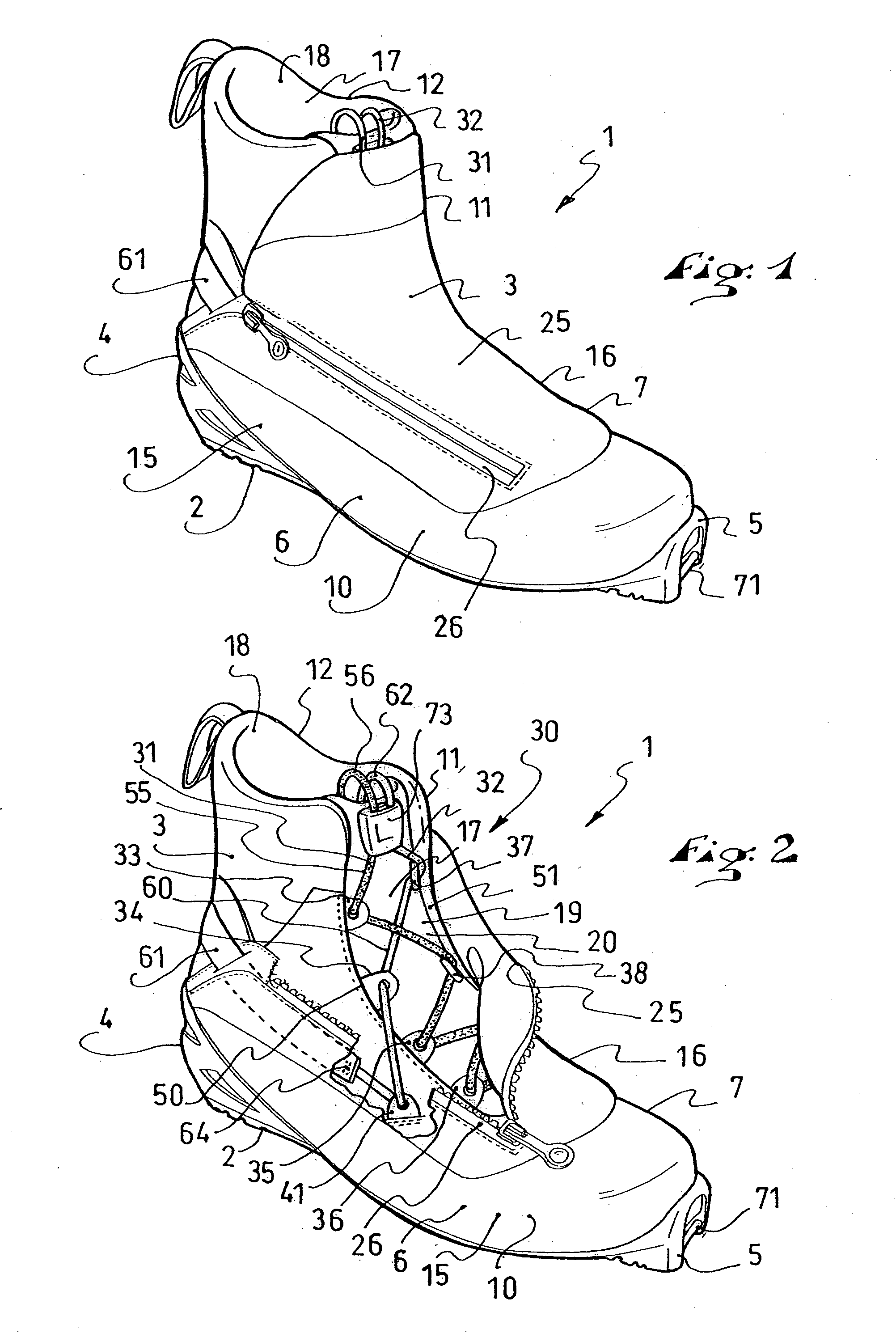Boot with improved tightening of upper