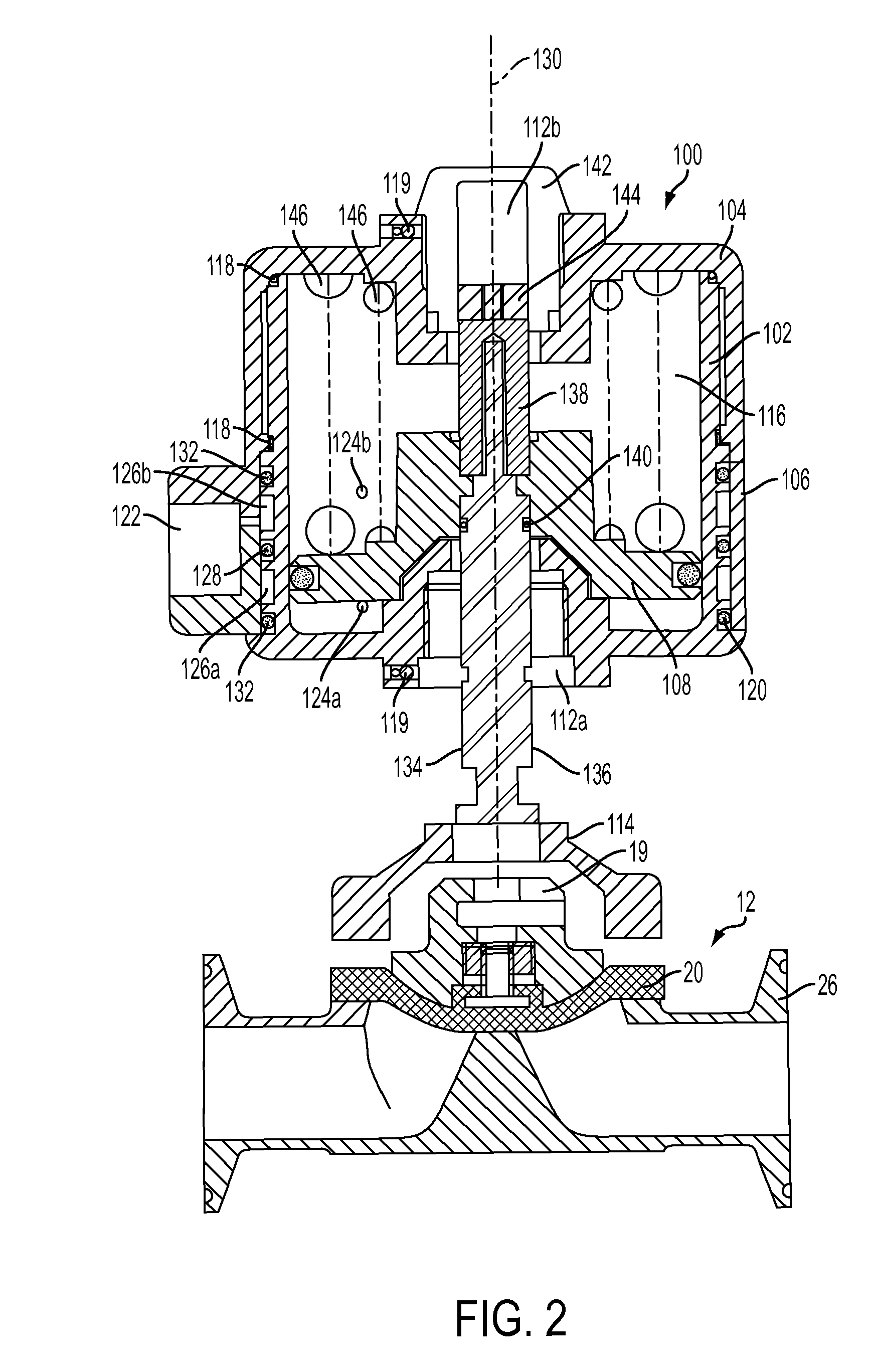 Actuator for operating valves such as diaphragm valves