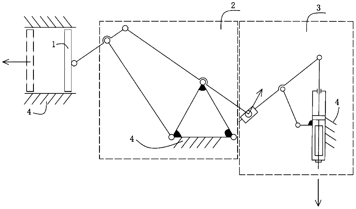 Rock confining pressure applying device achieved through connecting rod mechanism