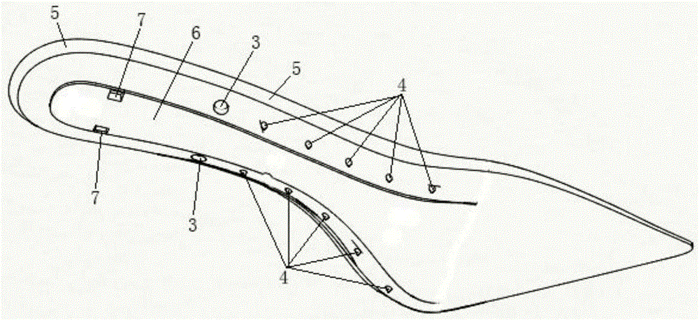 High-heeled shoe last base plate and insole simulation design method and simulated insole