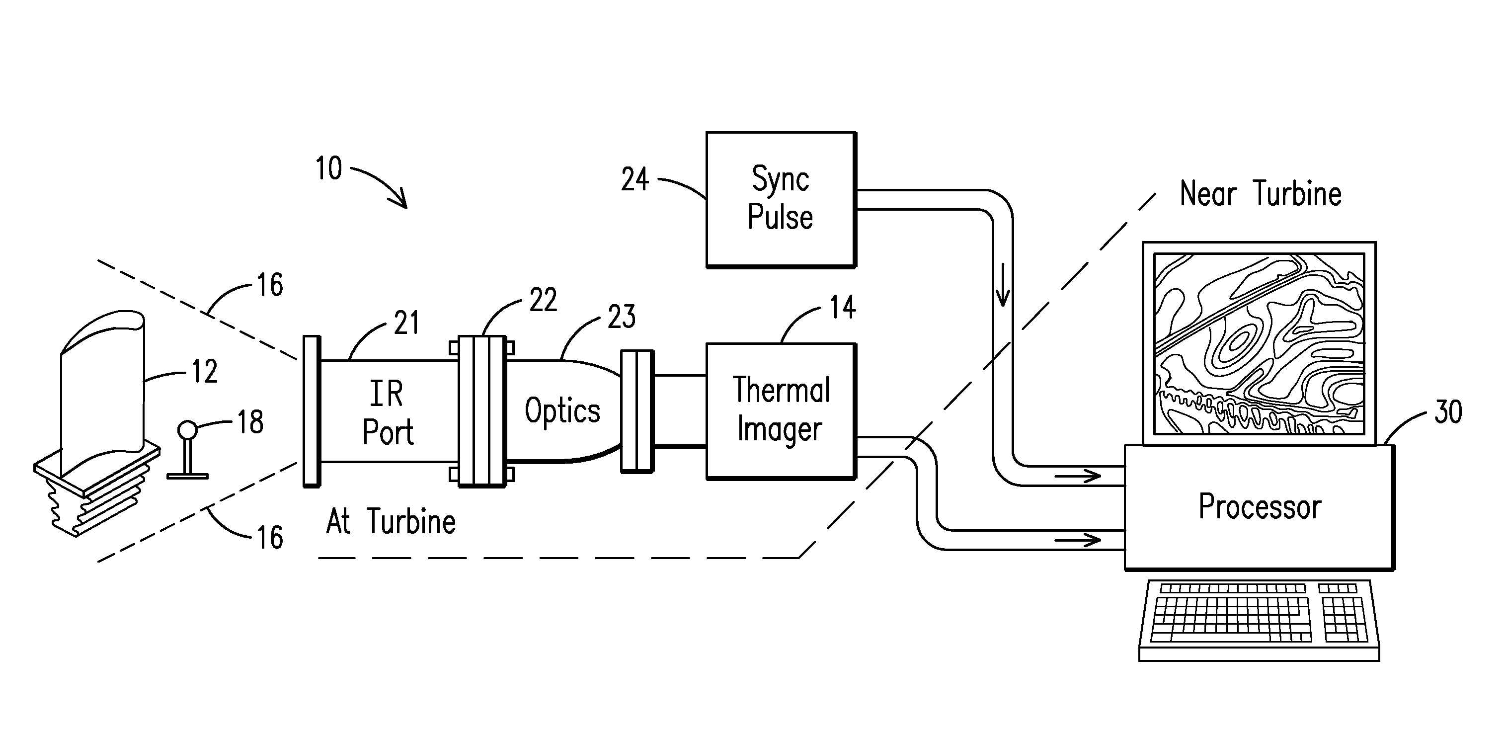 Apparatus and method for temperature mapping a rotating turbine component in a high temperature combustion environment