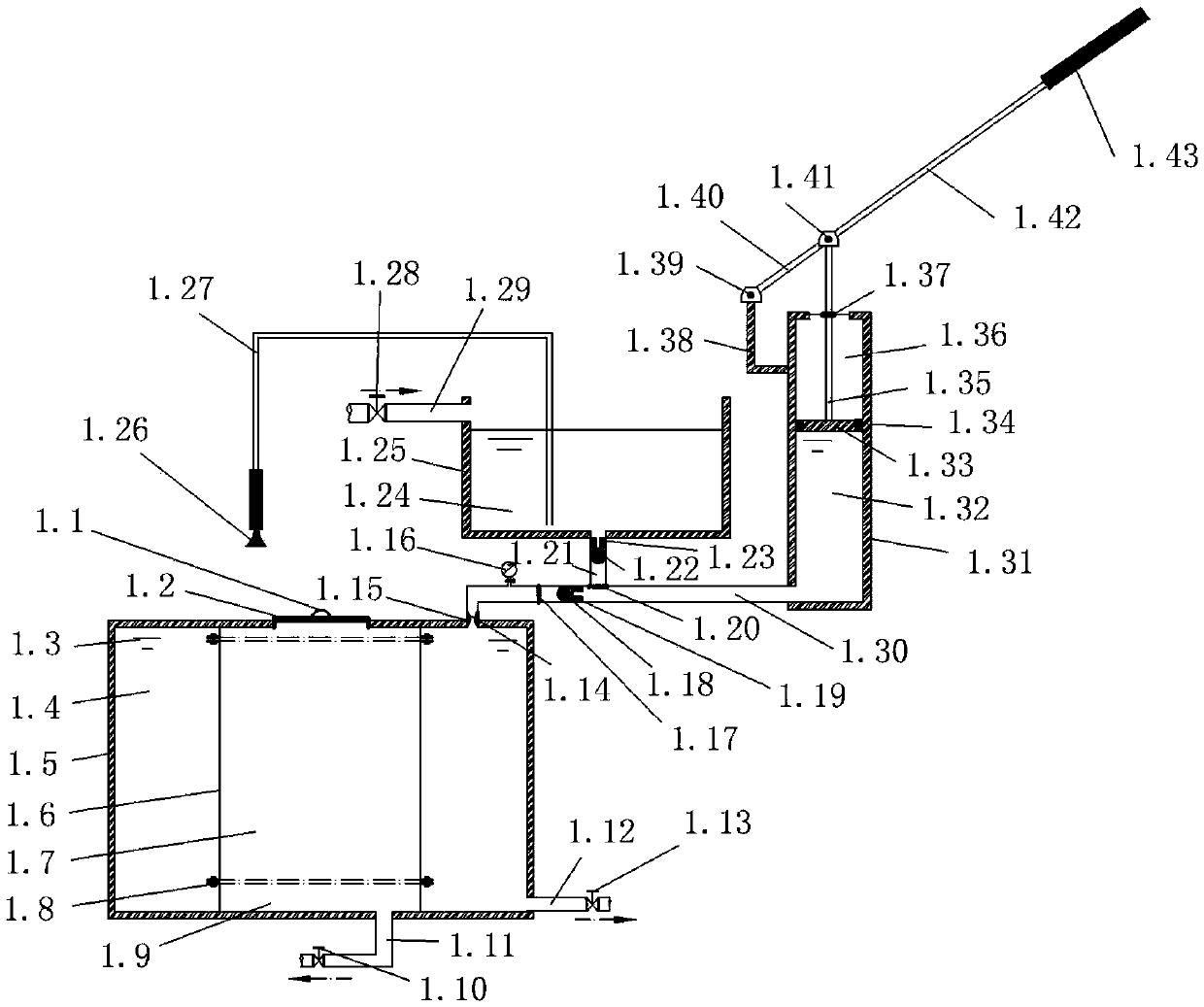 A rural domestic sewage ultrafiltration backwashing device