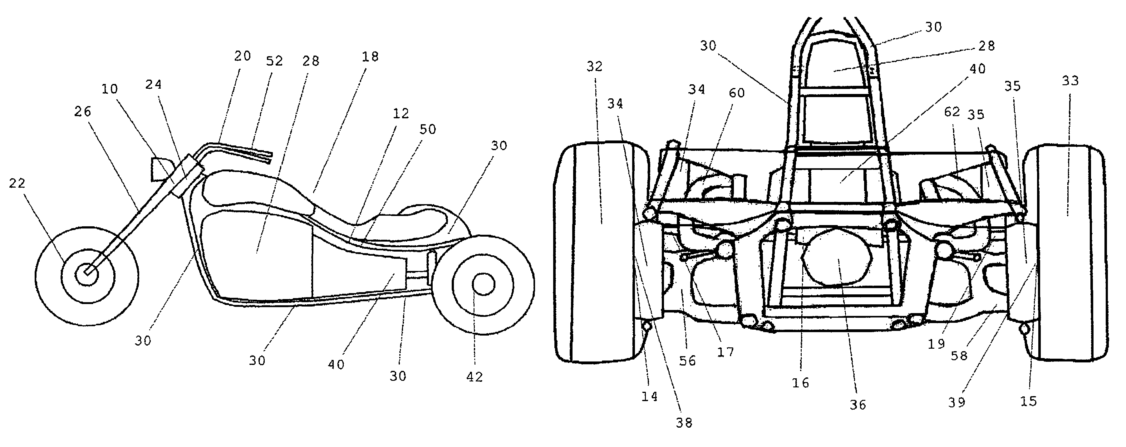 Motorized three-wheeled vehicle rear steering mechanism