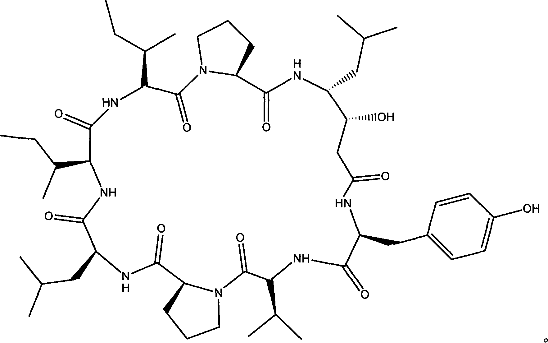 Cyclic peptides with ¿CPro-Sta-Tyr- residue fragment as immunity inhibitor and synthesis process thereof