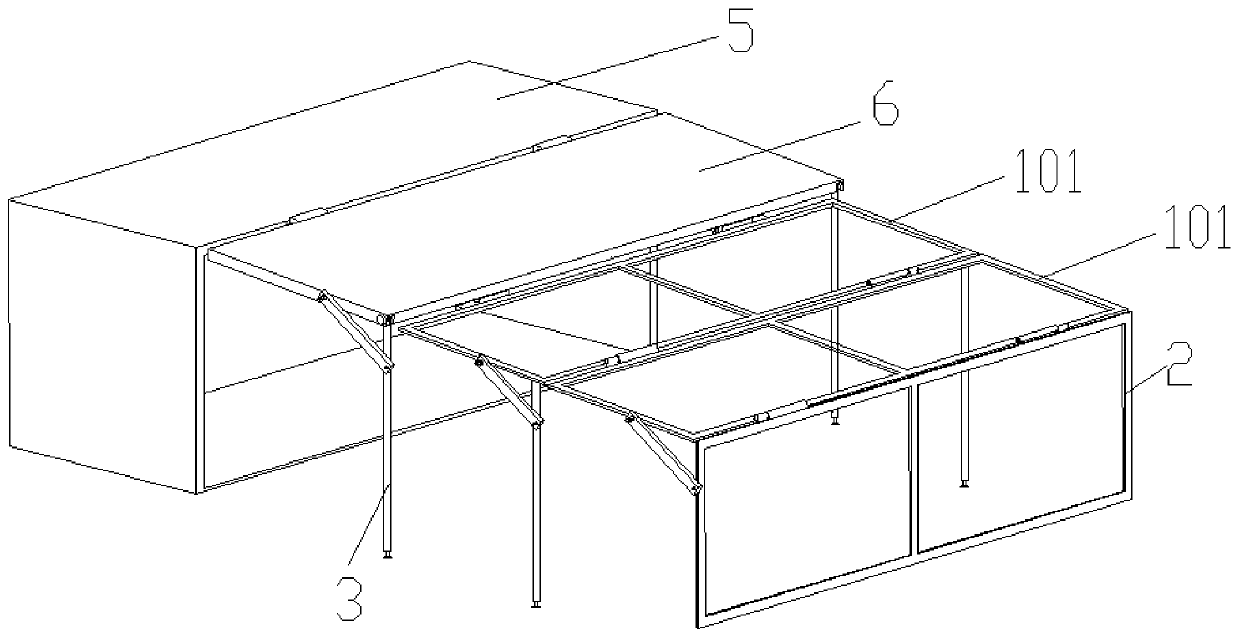 Vehicle-mounted container with folding tent