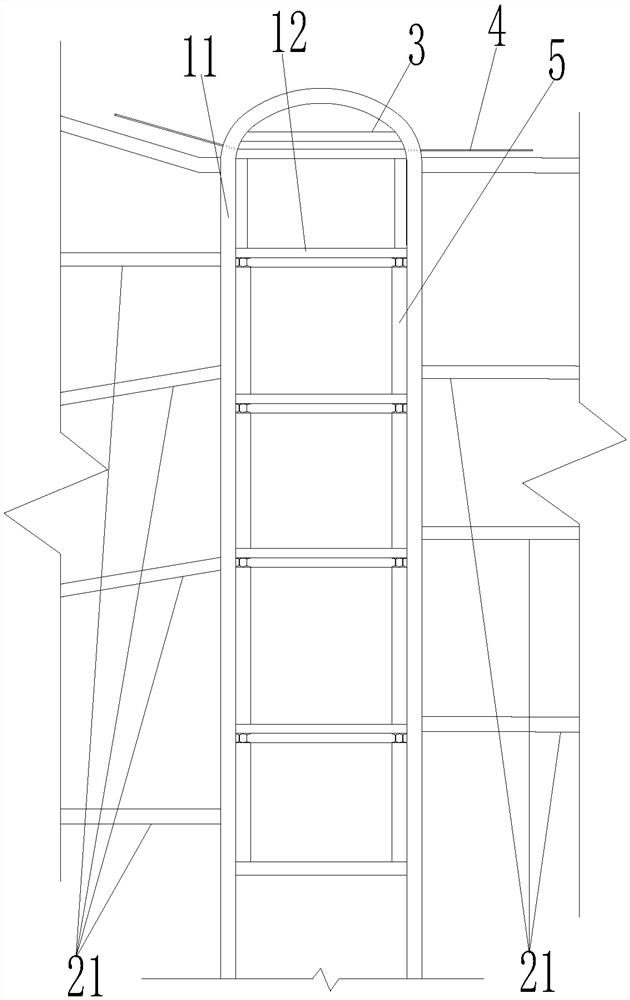 A cross-channel support system at the horse head gate position and its construction method