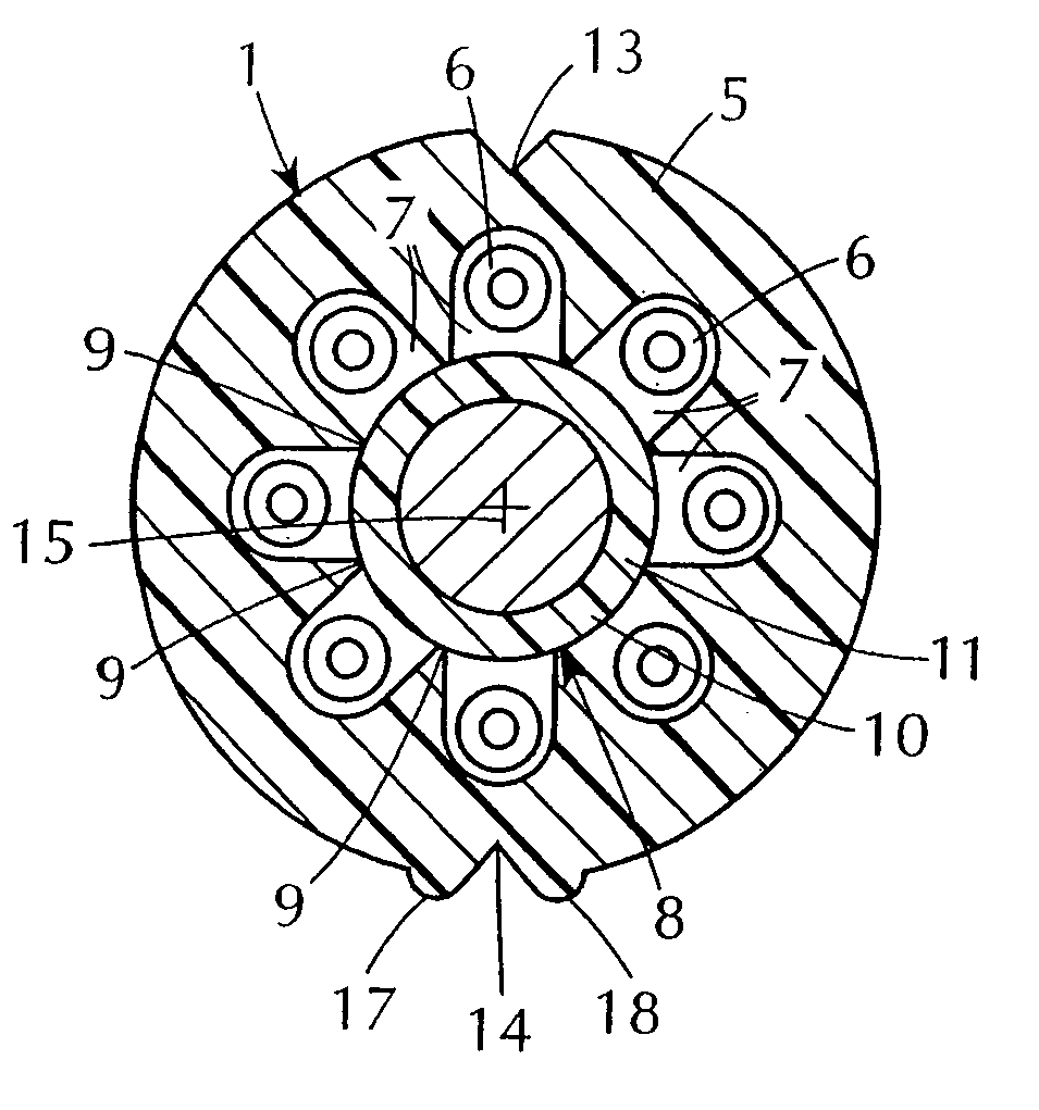 Optical fiber cable with fiber receiving jacket ducts