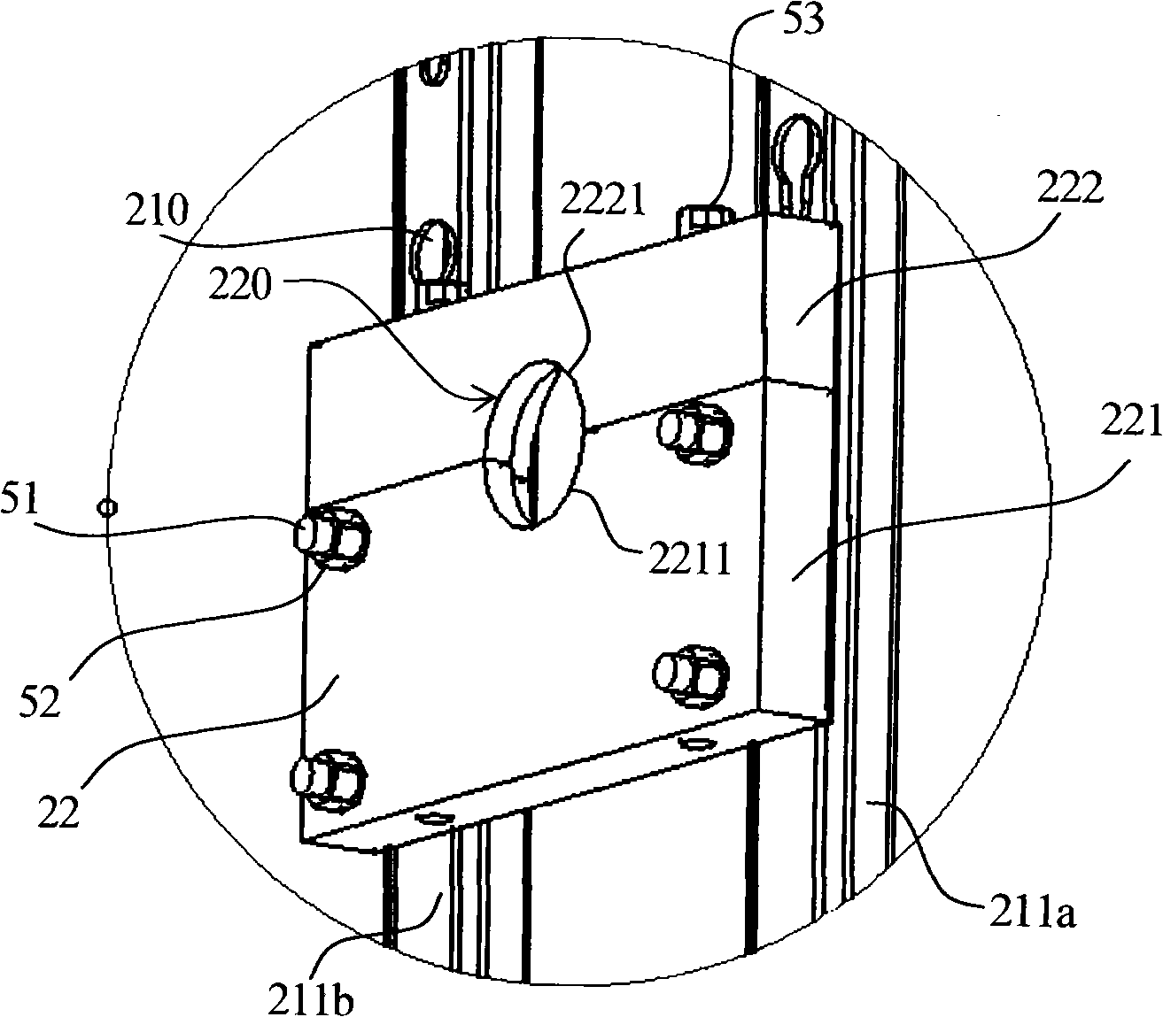 Container with transport structure and transport structure thereof