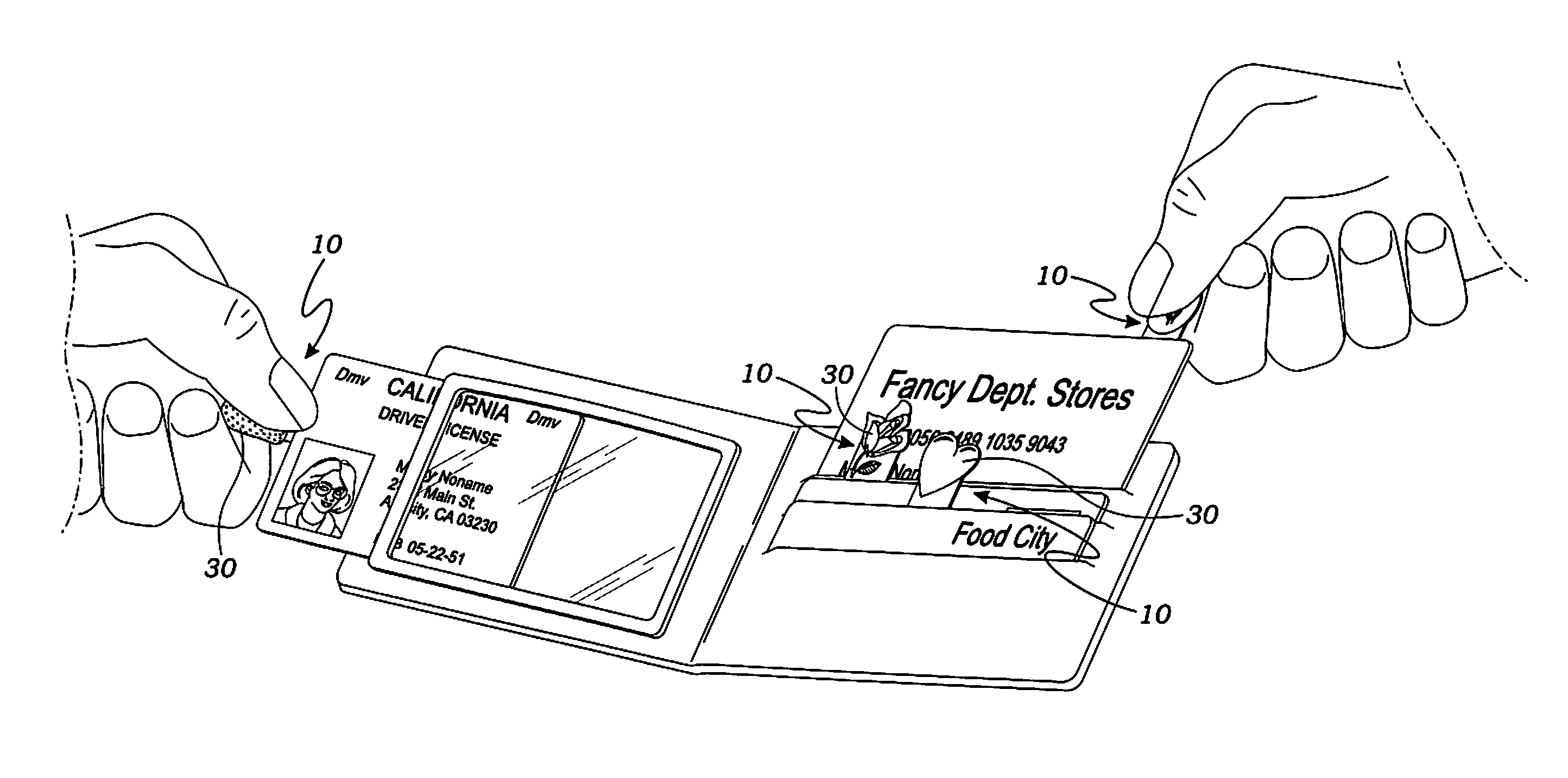 Apparatus and method for assisting the retrieval of identification or credit cards from a wallet