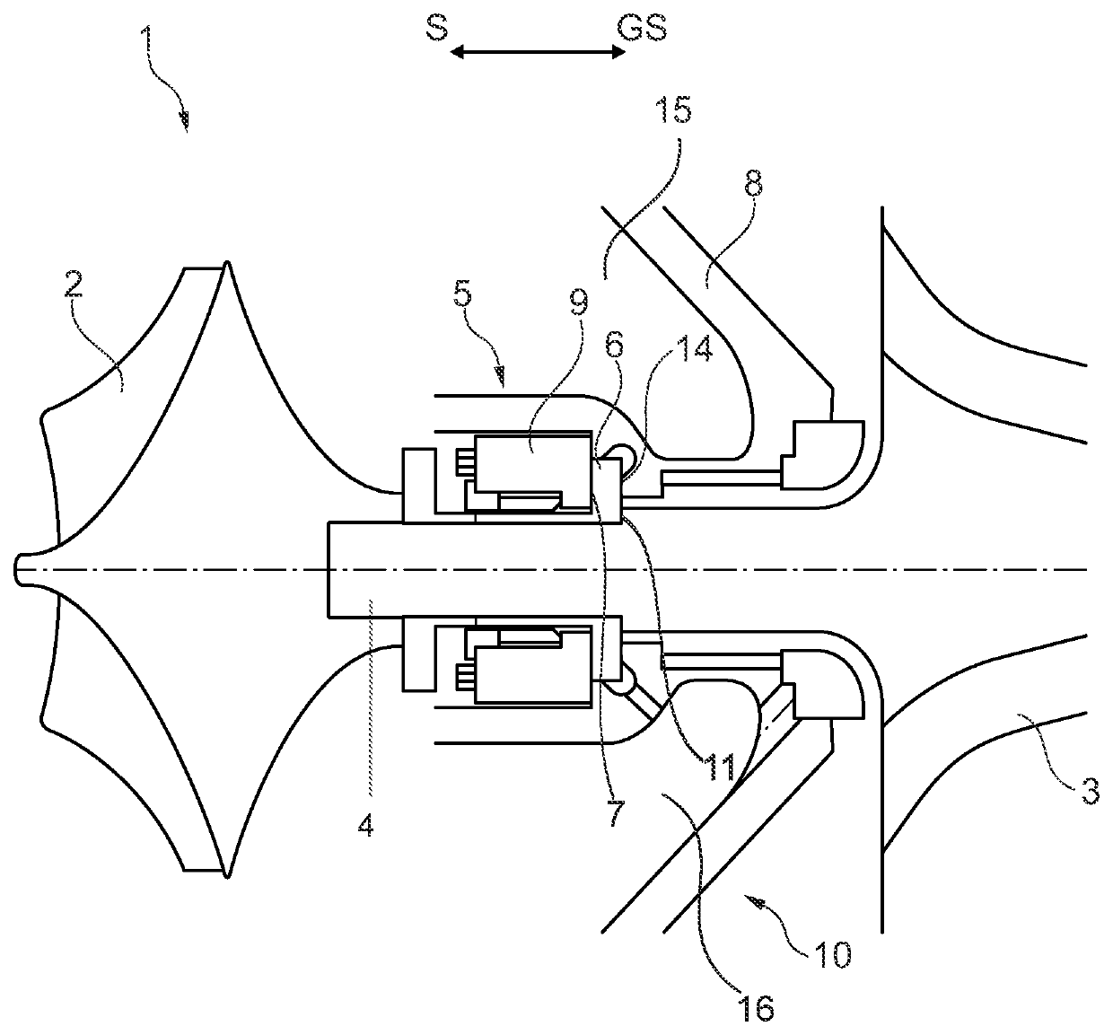 Exhaust gas turbocharger with integration of bearing components