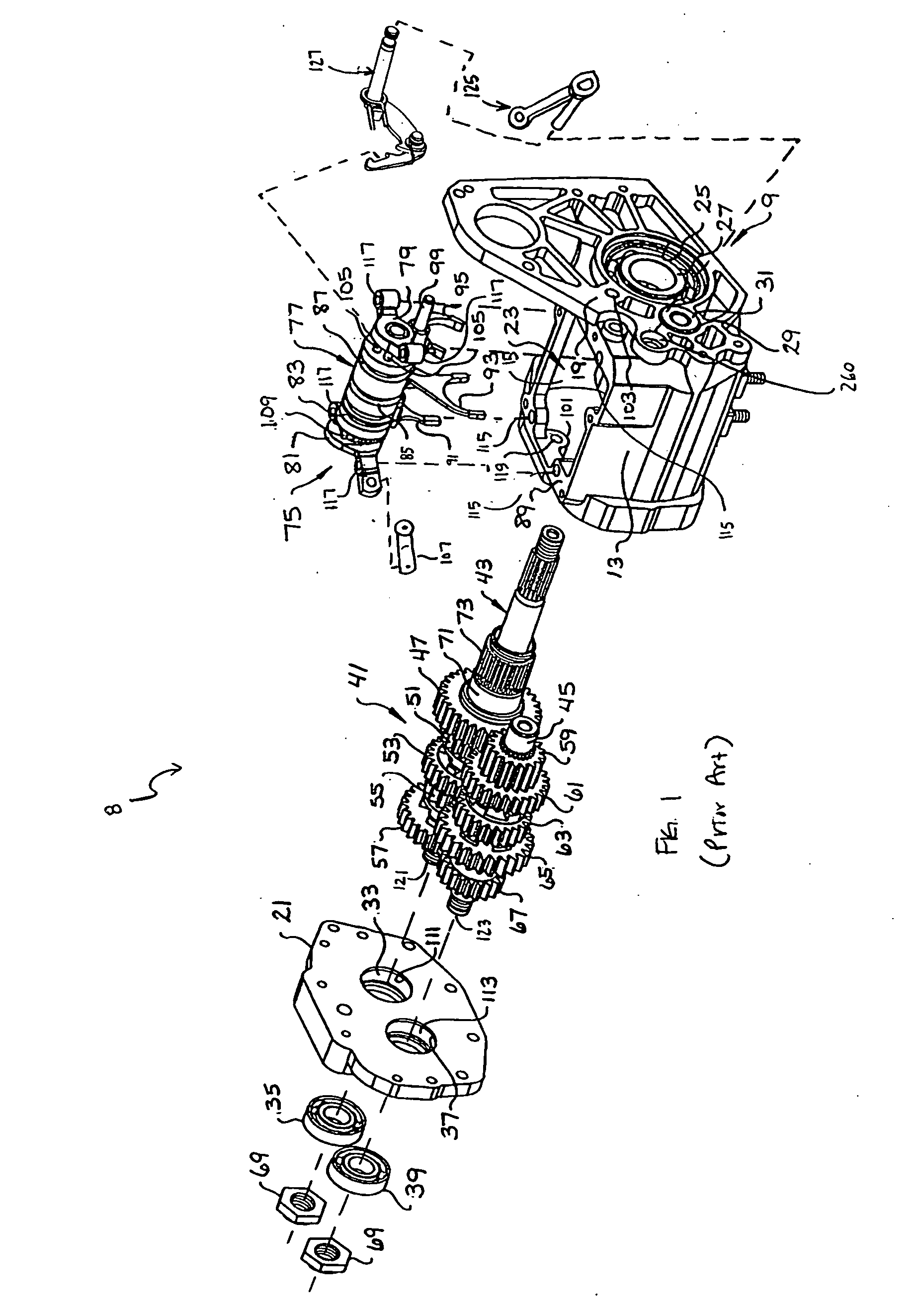 Six speed motorcycle transmission