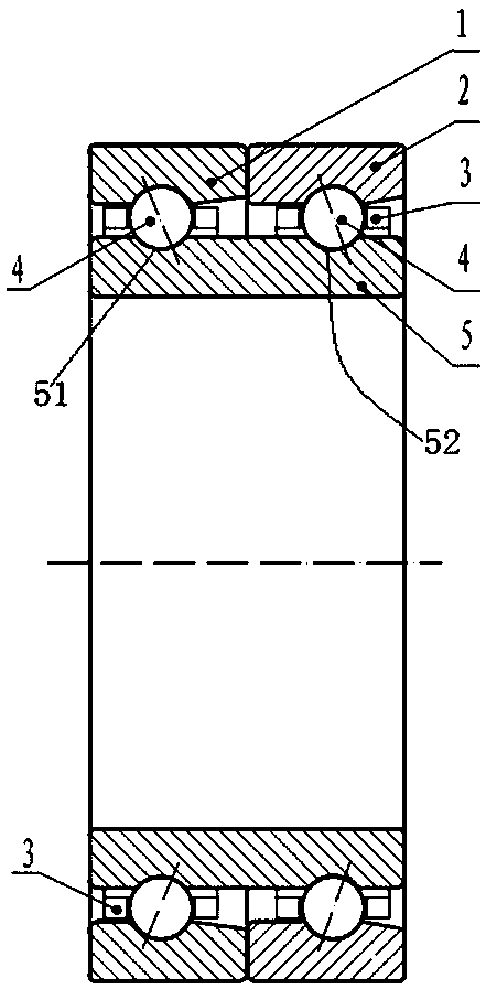 A series assembled double row angular contact ball bearing and its assembly method