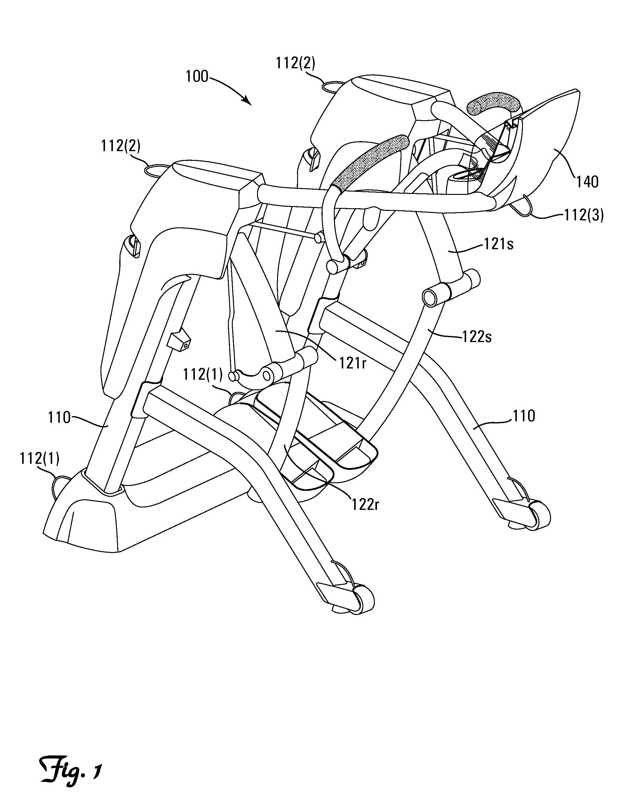 Lower body mimetic exercise device with fully or partially autonomous right and left leg links and ergonomically positioned pivot points