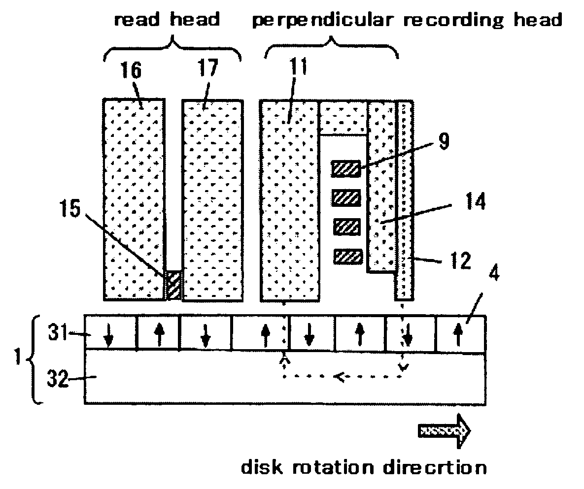 Perpendicular magnetic recording head and method for production thereof