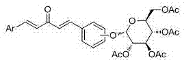 Glucoside-1,4-pentadiene-3-ketone compounds containing acetoxyl groups as well as preparation method and use of glucoside-1,4-pentadiene-3-ketone compounds