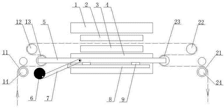Flattening die-cutting mechanism for switching feeding mode by using floating guide roller