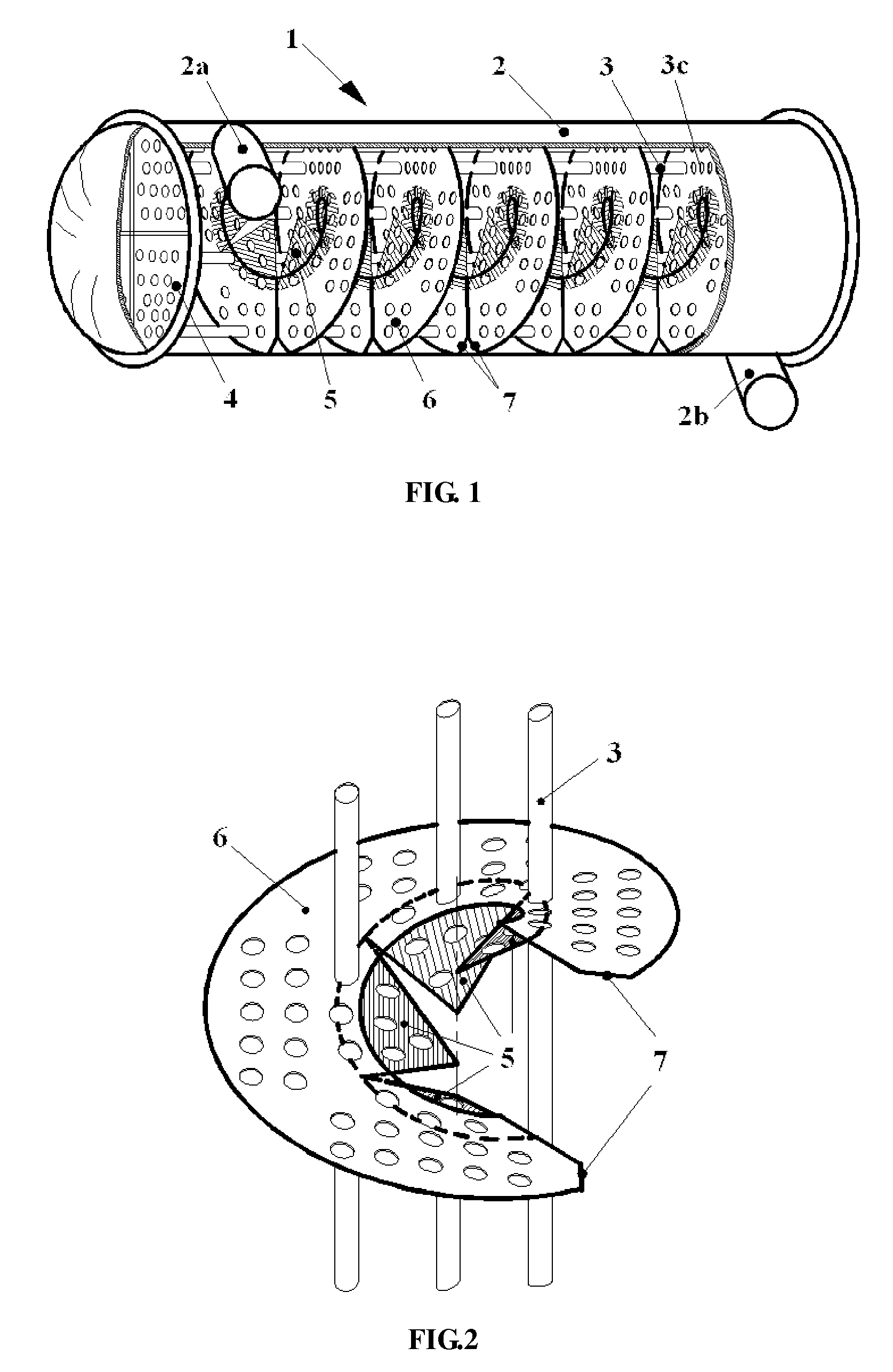 Single shell-pass or multiple shell-pass shell-and-tube heat exchanger with helical baffles