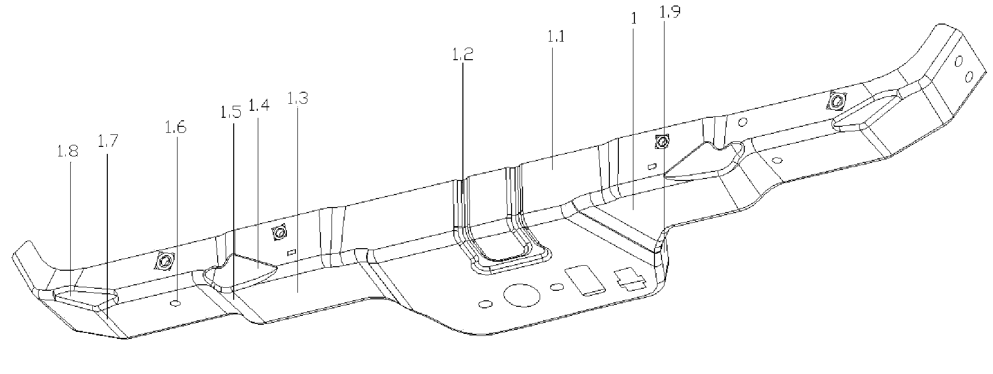 Automobile water tank upper beam made of carbon fiber composite materials and manufacturing method thereof