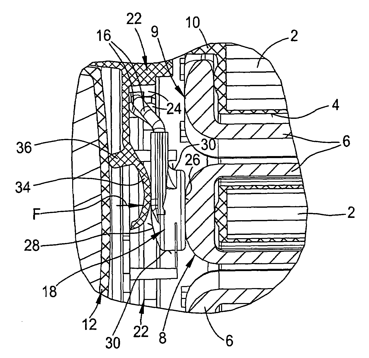Stator for an electric motor having a temperature monitor