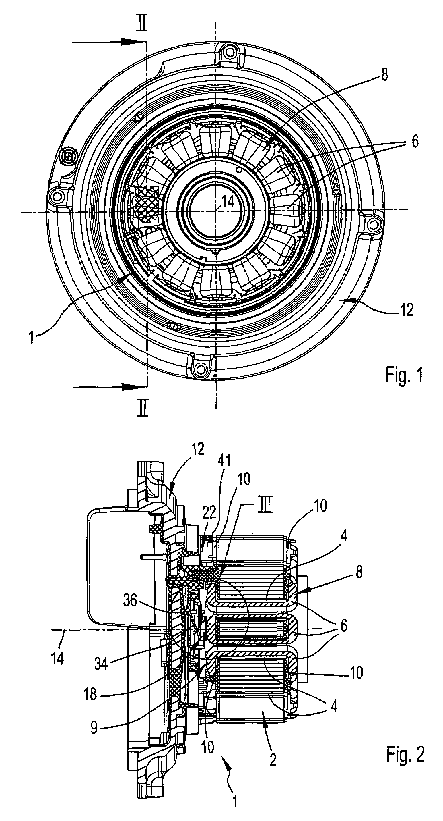 Stator for an electric motor having a temperature monitor