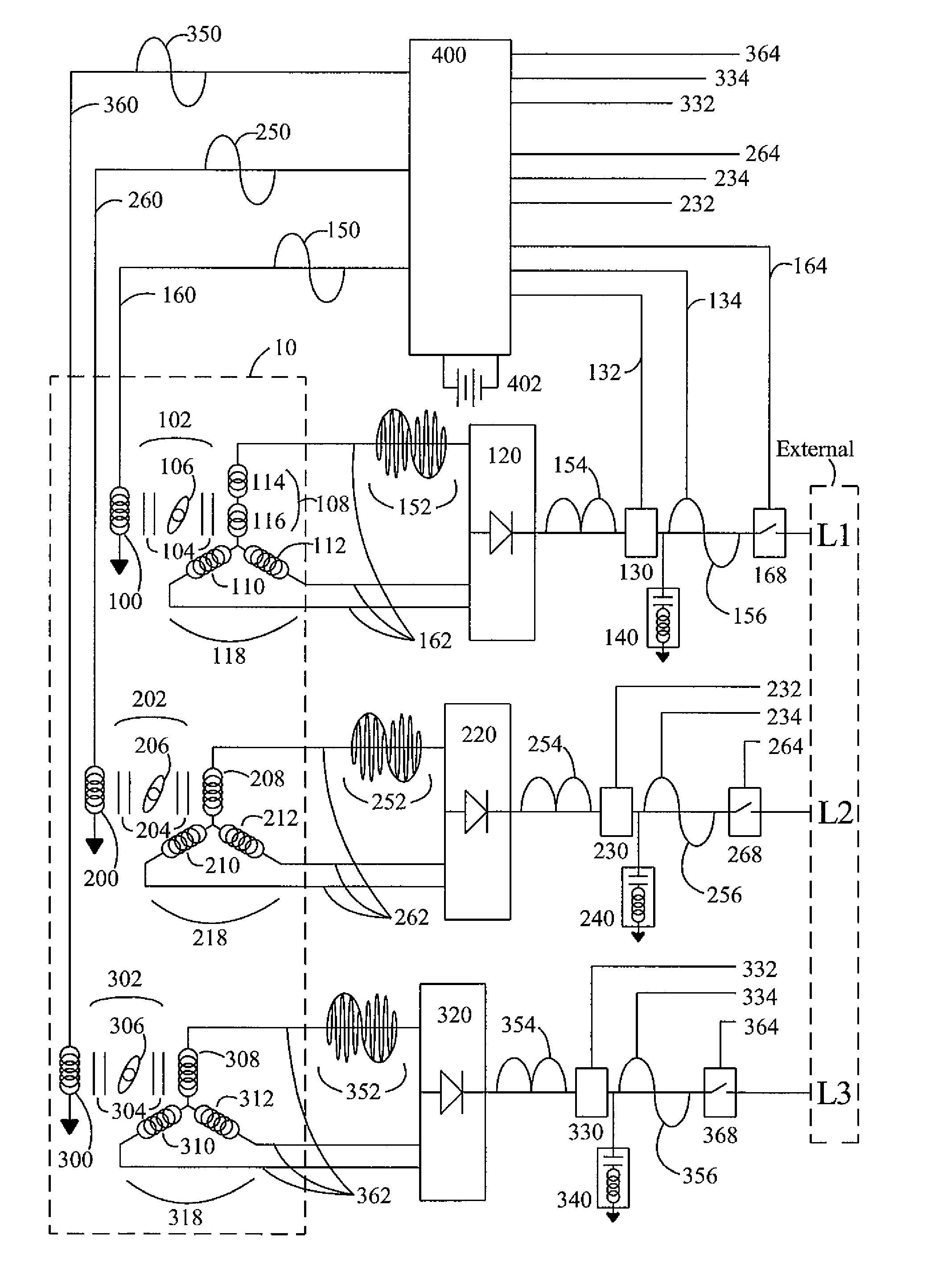 Brushless high-frequency alternator and excitation method for DC, single-phase and multi-phase AC power-frequency generation