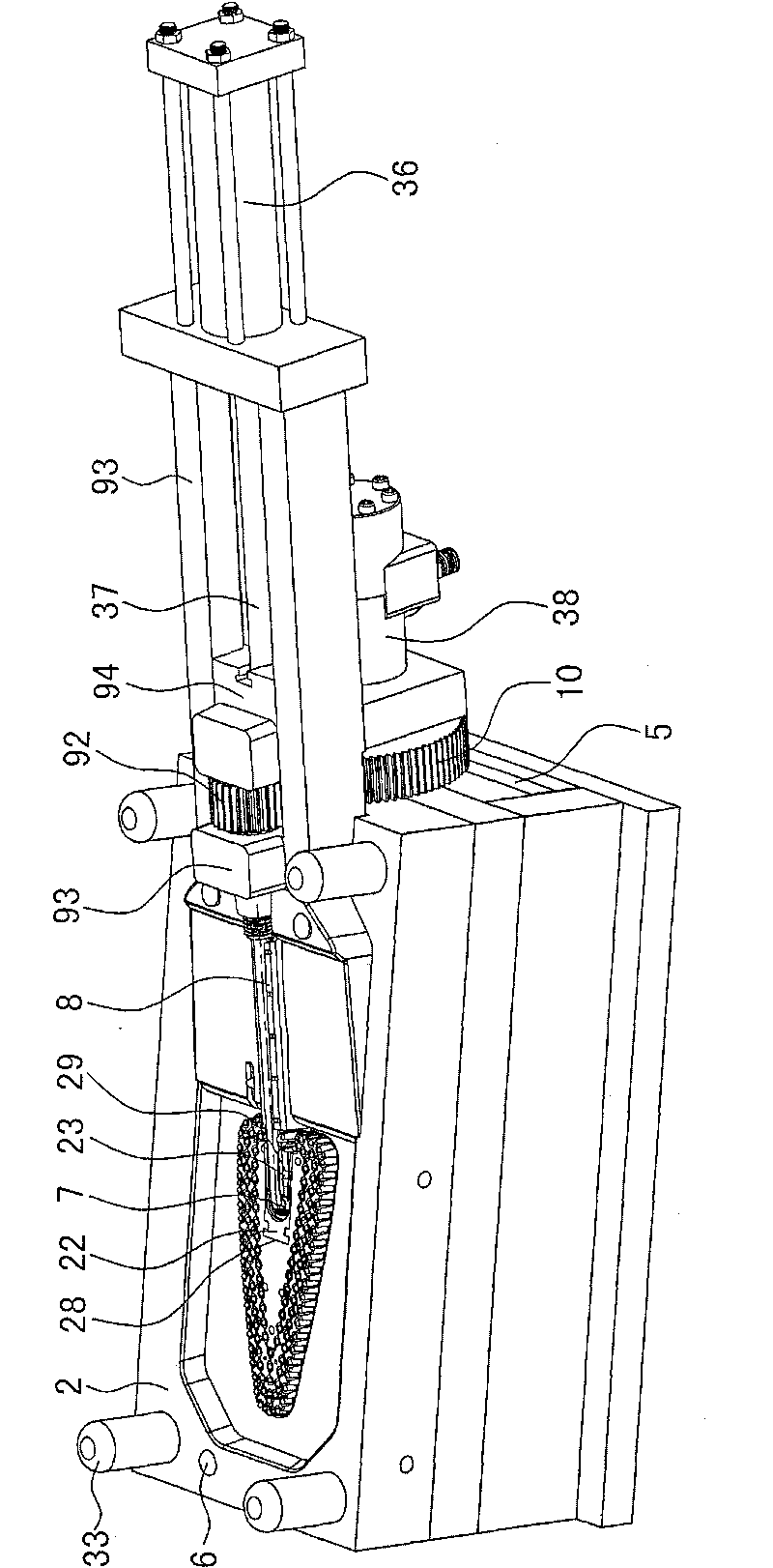 Processing die of brush body of pressurized water-saving cleaning brush