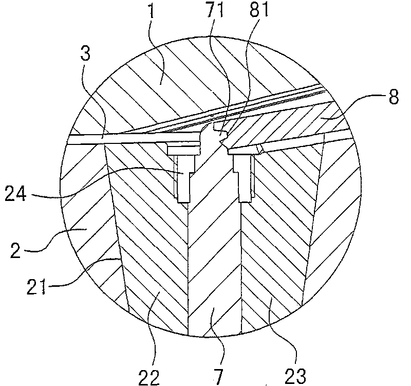 Processing die of brush body of pressurized water-saving cleaning brush