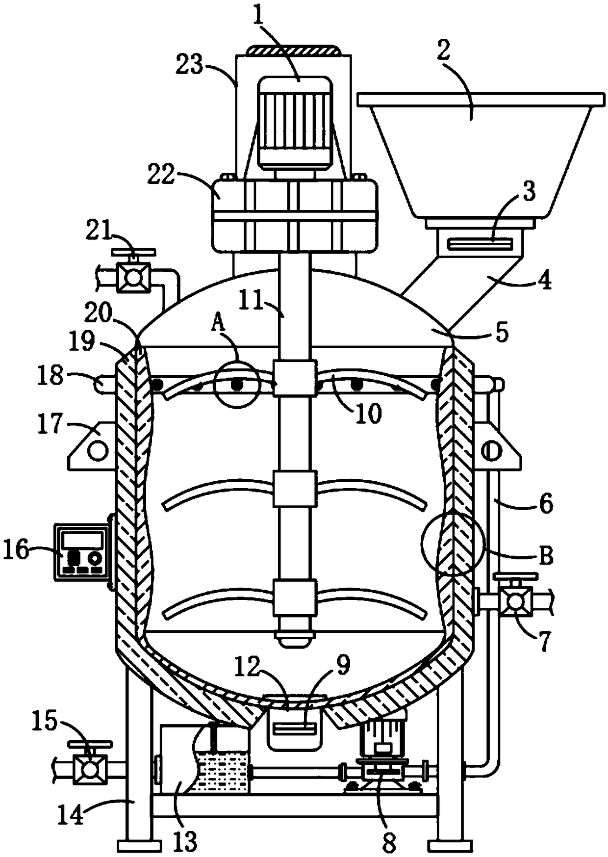 Agitation device for sweet potato powder processing