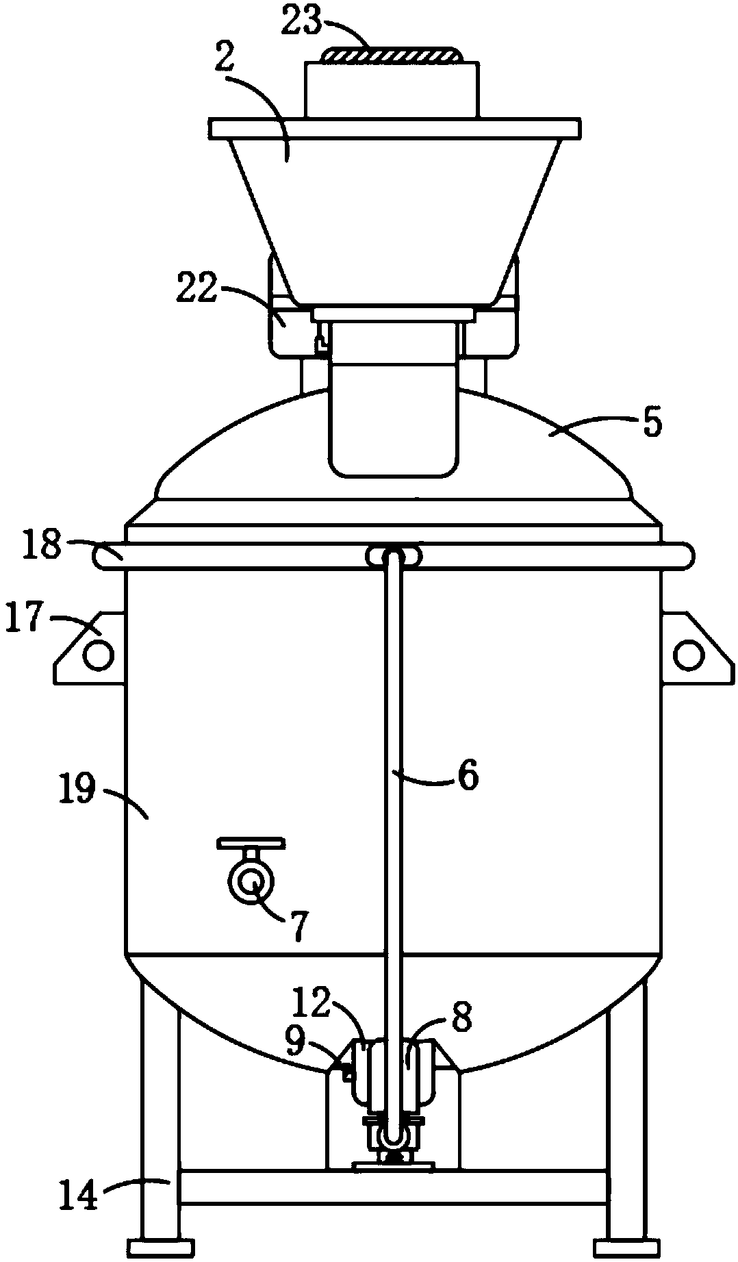 Agitation device for sweet potato powder processing