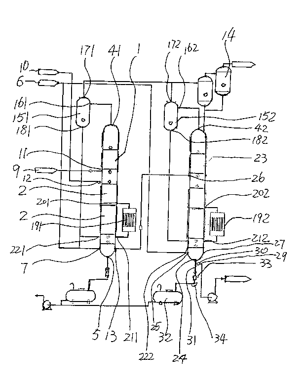 Technique and device for continuously refining heavy liquid paraffin