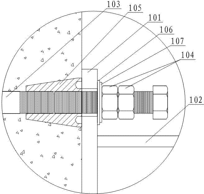 Bracket type overhanging scaffold and construction method thereof at erection time