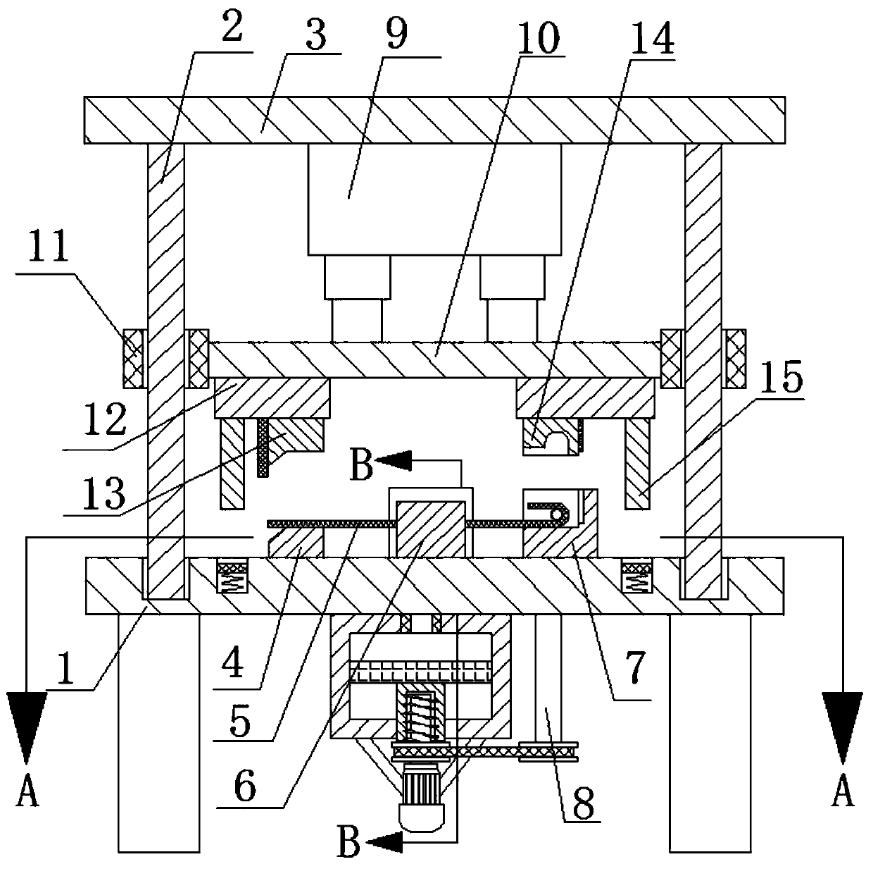 A single-pin shaft hole brake belt molding die for a washing machine